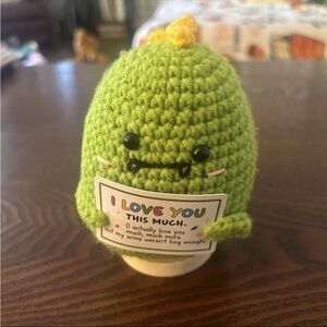 Green Mini Crocheted Dinosaur Plush Inspirational Positive and Cute